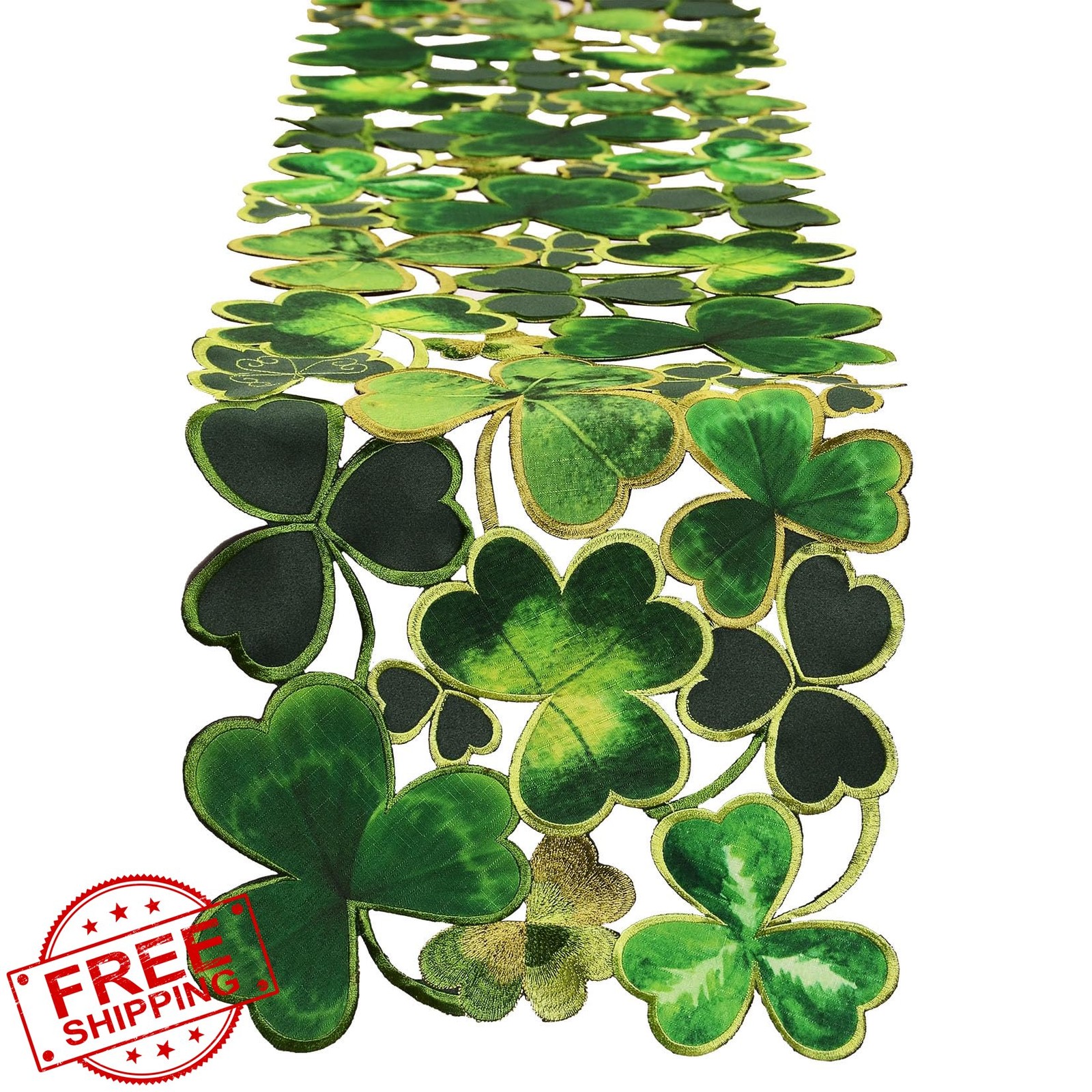 Grelucgo St. Patrick's Day Clover Table Runner 13x34 Inches