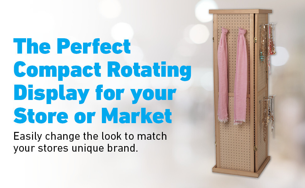 Pegboard Tower Display 4 Sided Spinner Top Base Hinged Rotating Peg Board 5' H