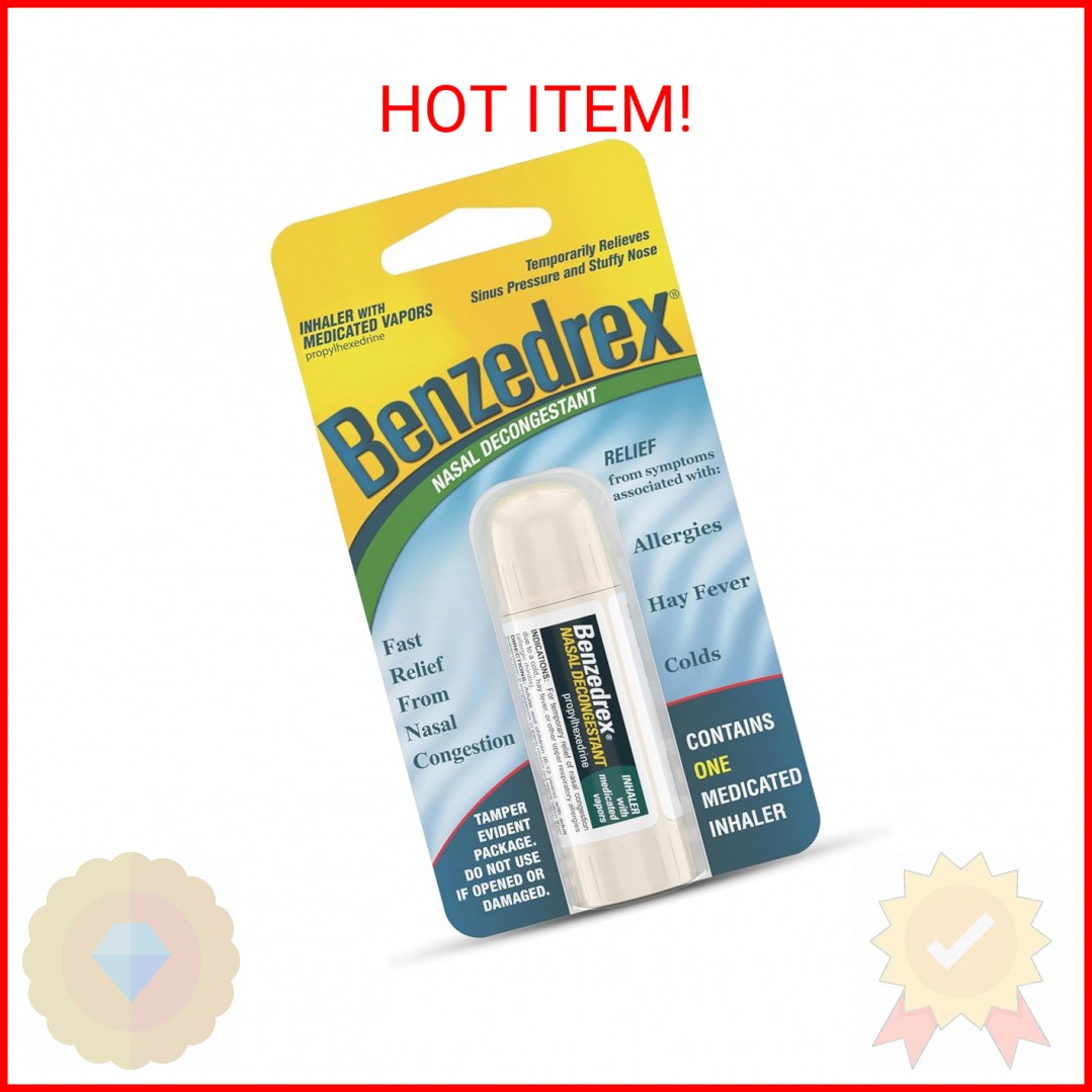 Benzedrex Nasal Decongestant Inhaler, 1 Count (Pack of 1)