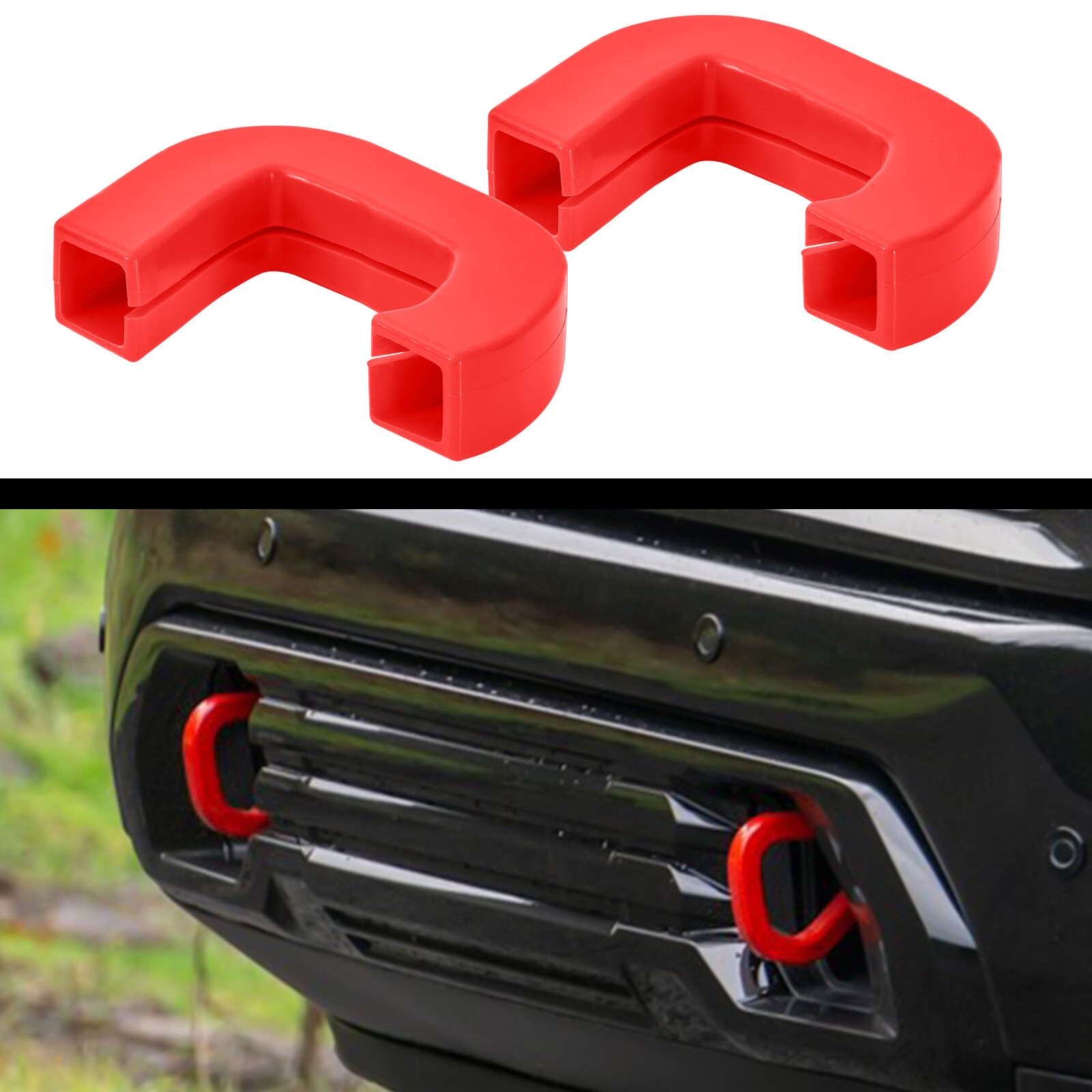 Tow Hook Covers for GMC Sierra 1500 2019-2024 Vertical Tow Hooks Hitch Cover Red