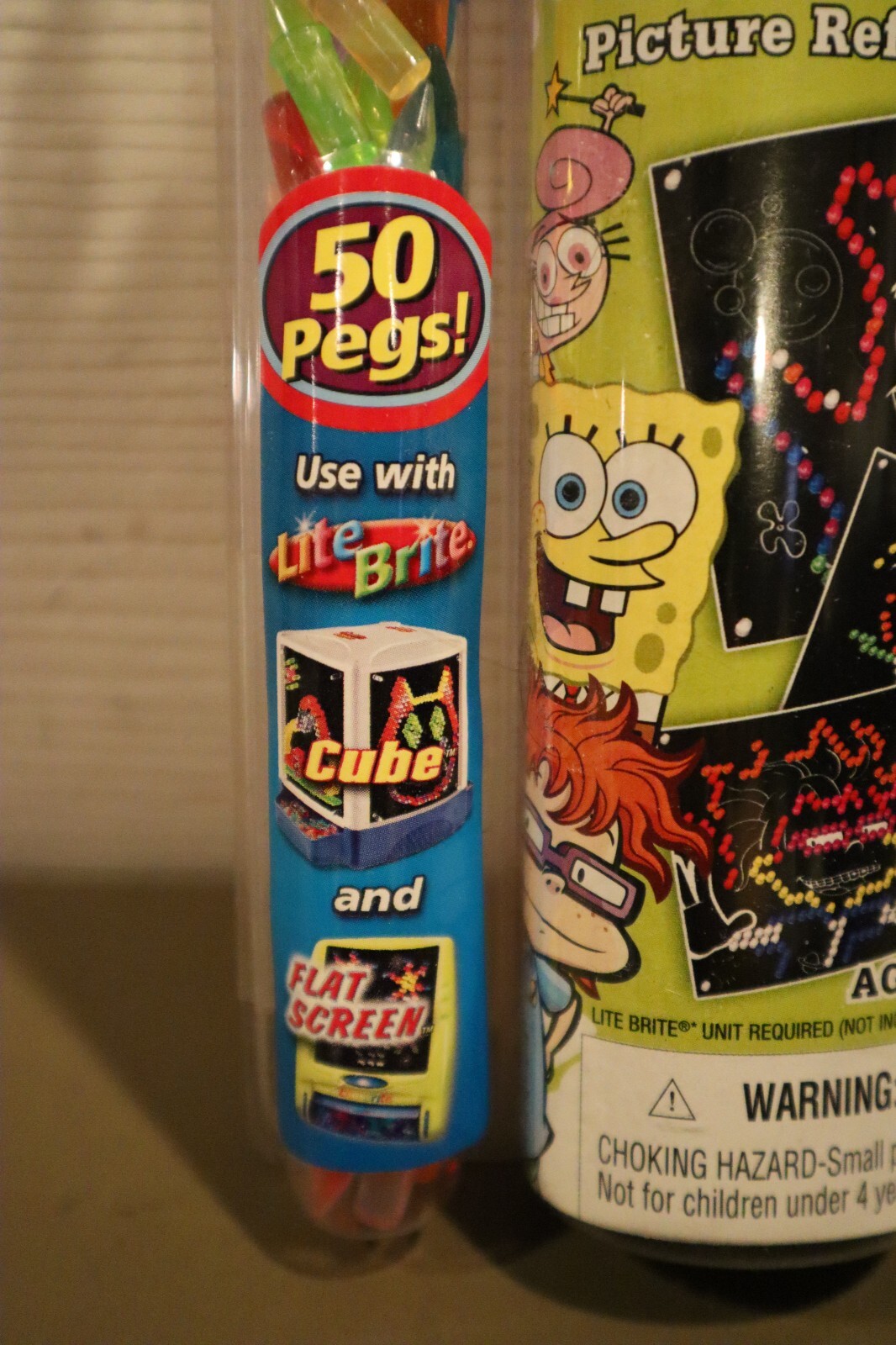 NEW 3 Lite Brite Picture Refill 50 Pegs Nicktoons Sponge Bob Cube My Little Pony