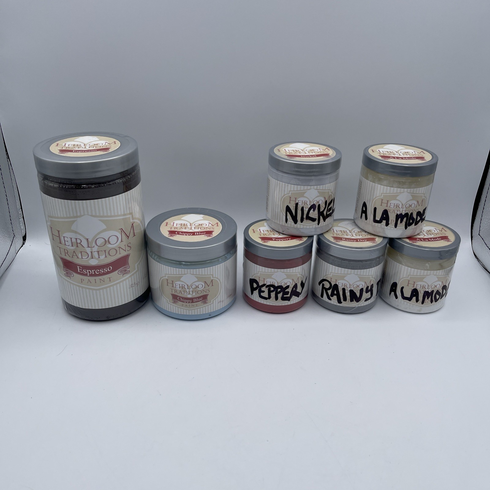 Lot of 7 Never Opened 32, 16, 8 Oz Heirloom Traditions Chalk Type Paint