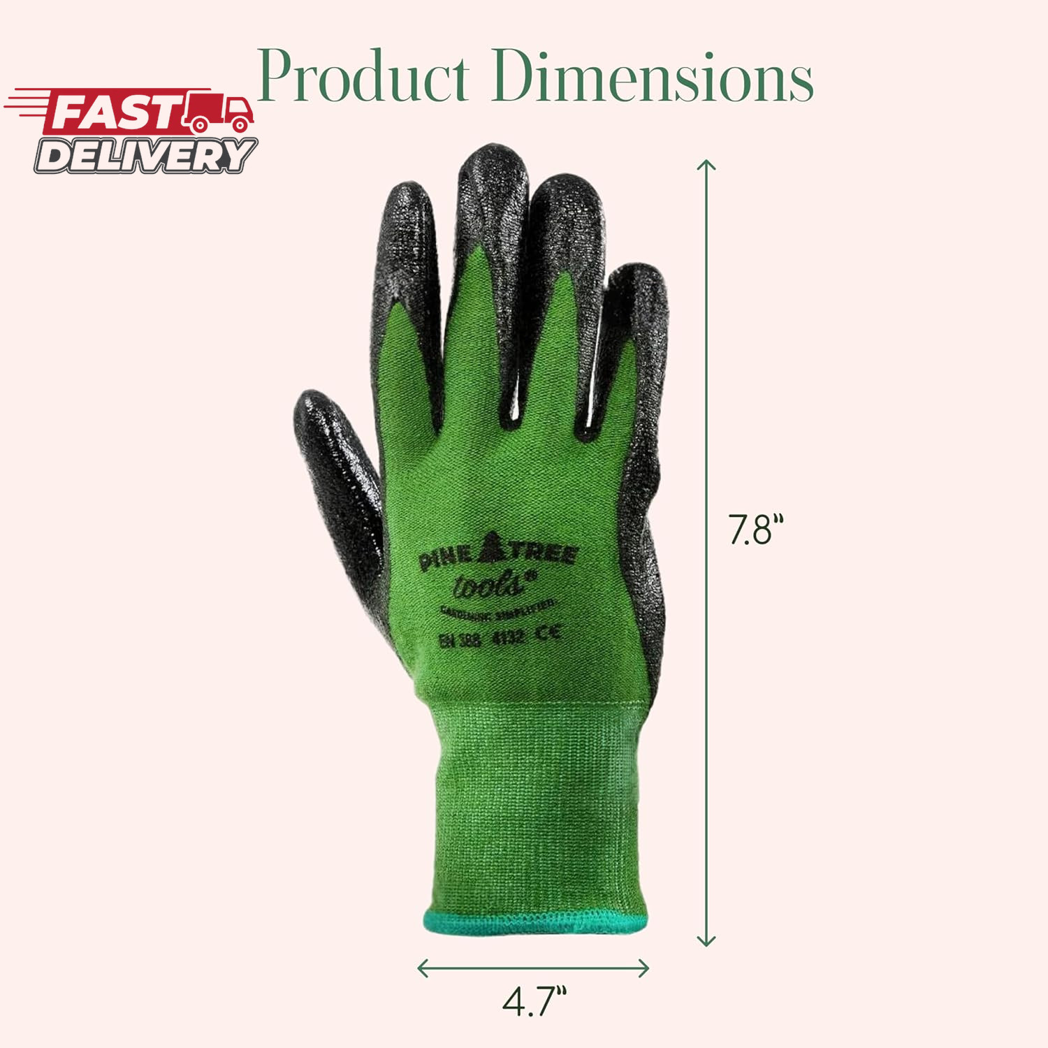 Pine Tree Tools Bamboo Gardening Gloves – Rubber Coated, Touchscreen Friendly, B