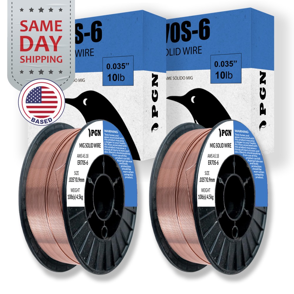 (2 x 10-Lb Spools) ER70S-6 .035" (0.9 mm) Mild Steel MIG Welding Wire