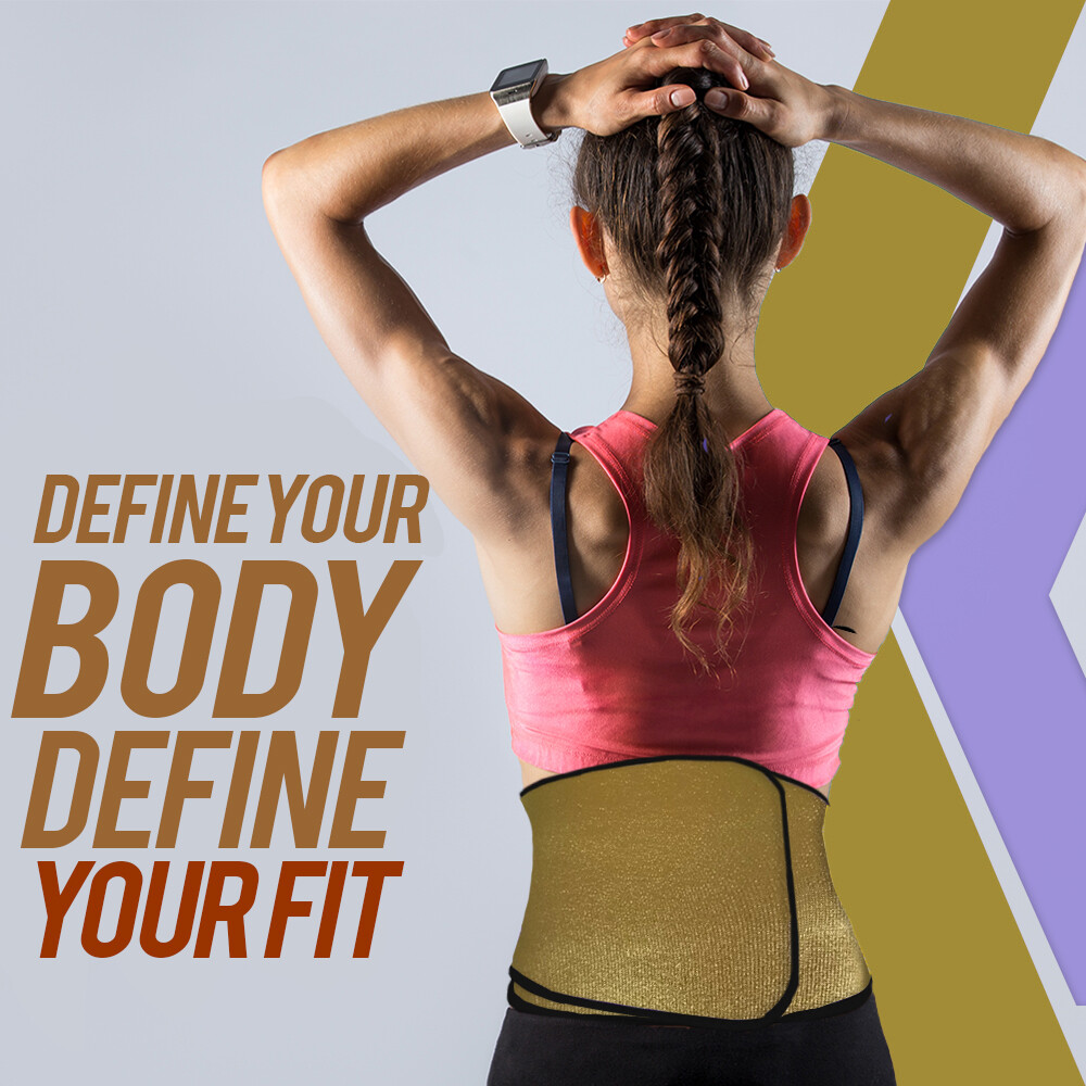 Formfit Thermal Slimmer Belt. Body Shaper. 12''. Women. One Size. Metallic Gold