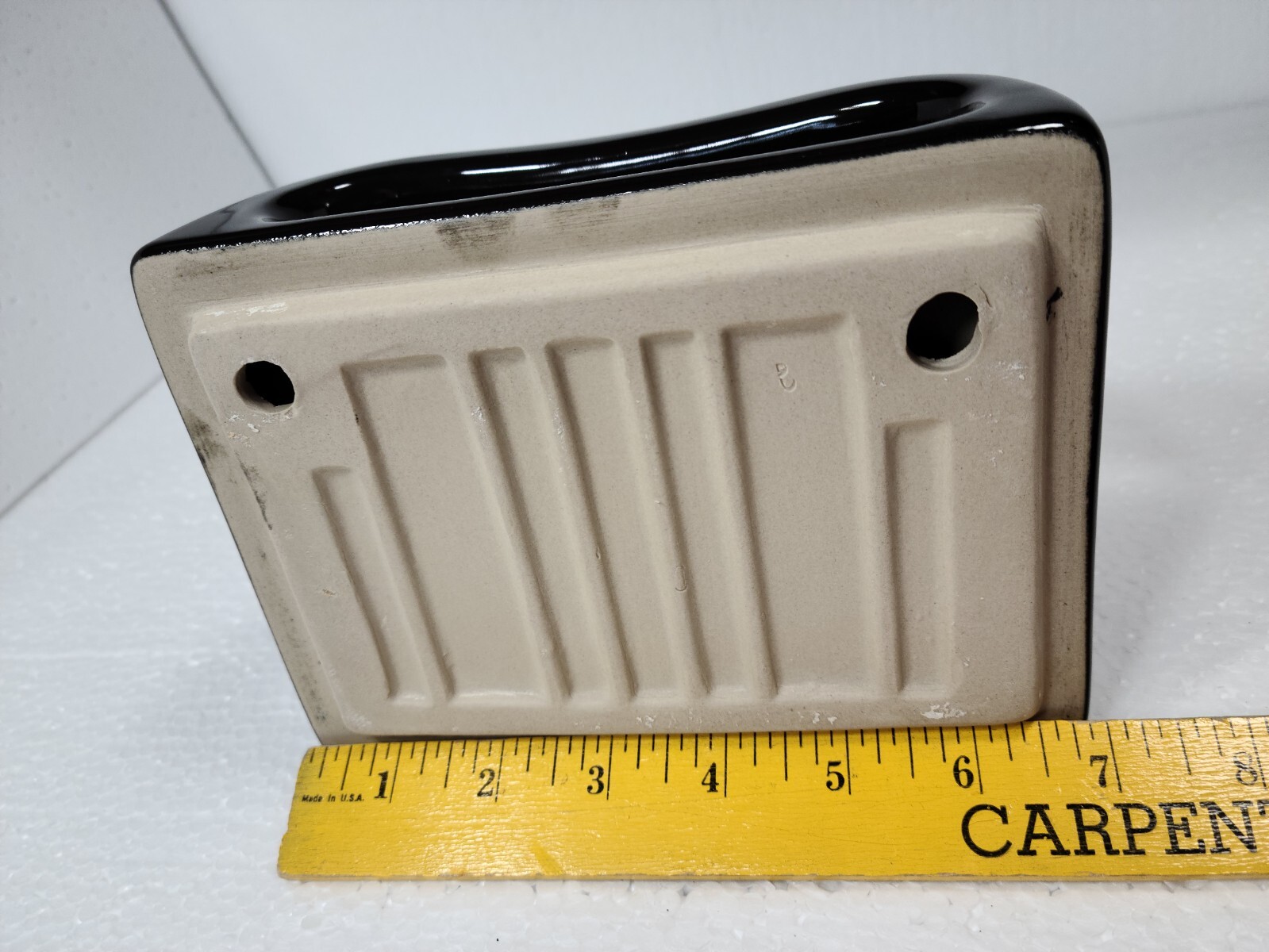 Vintage Black Ceramic Soap Dish Tray Washcloth Holder Shower Cloth Bar