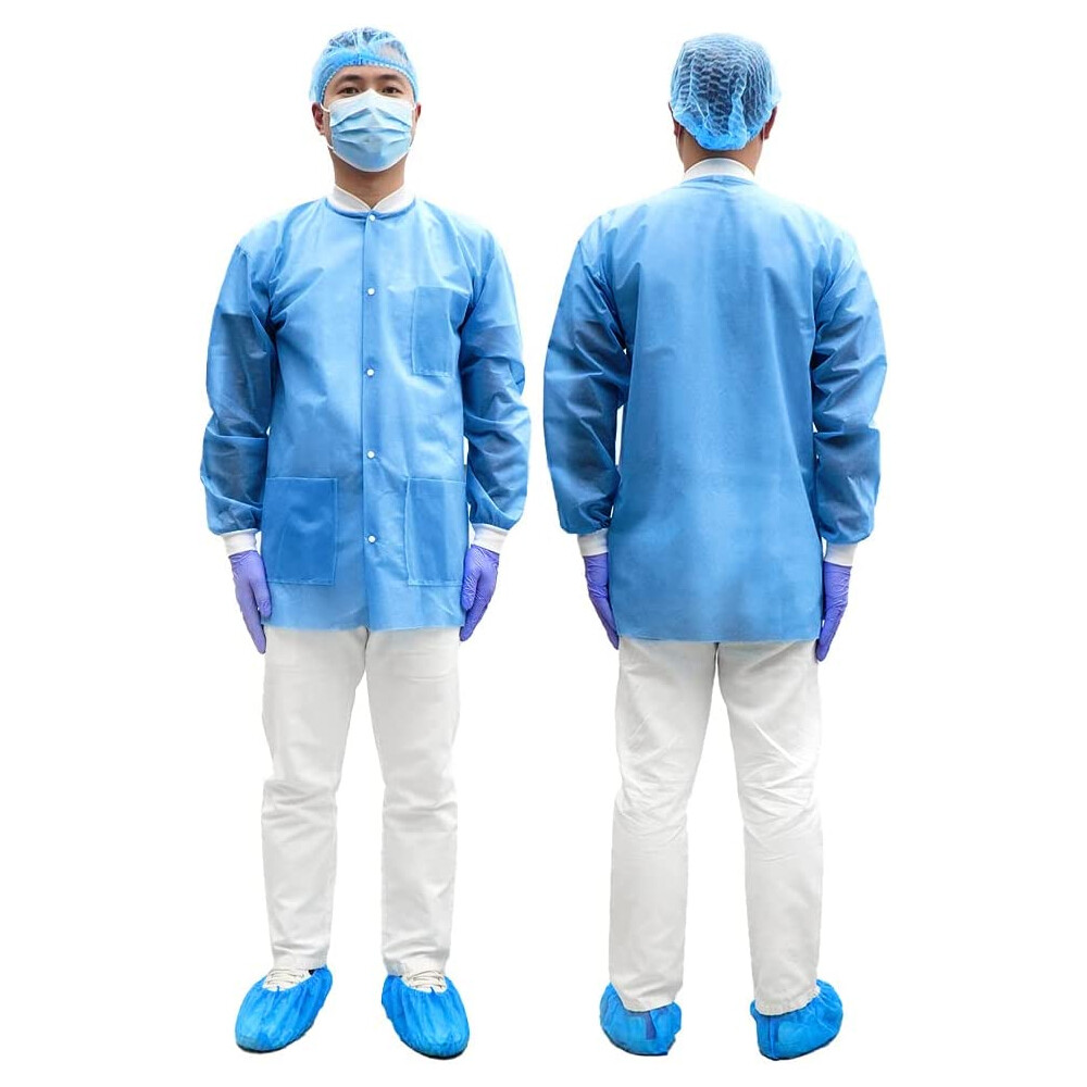 10-50 Count Disposable SMS Lab Jackets Lab Coats 45GSM With Pockets
