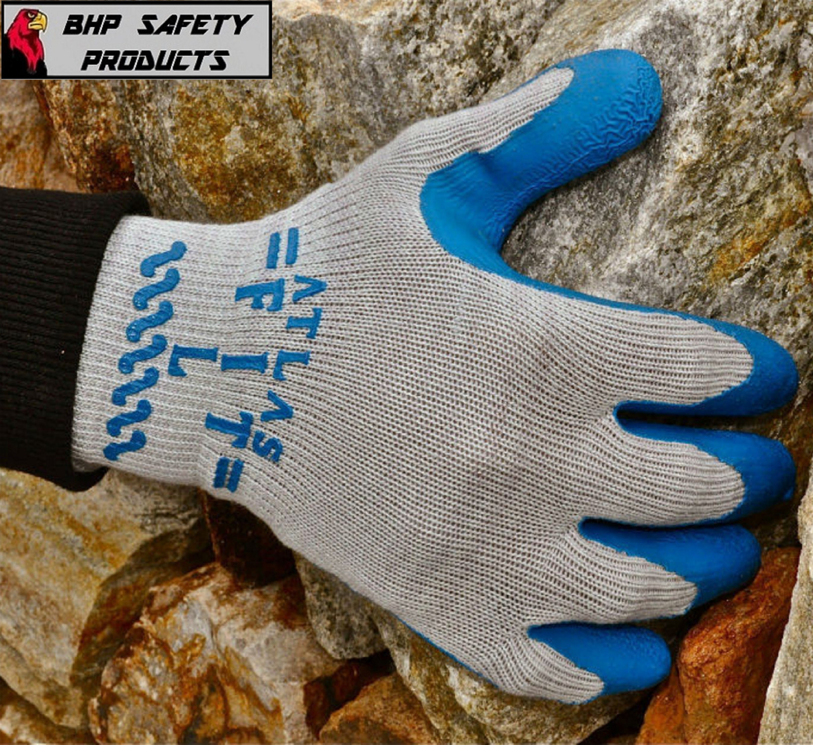 SHOWA ATLAS FIT 300 NATURAL RUBBER PALM WORK GLOVES BLUE (SM-XL)