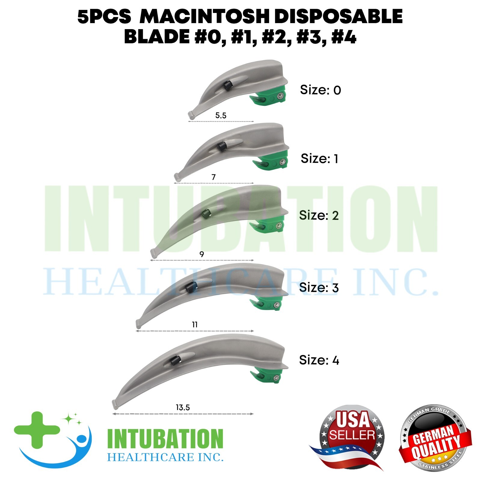 Fiber Optic Laryngoscope Set Macintosh & Miller Blade 2 Handles Intubation Kit