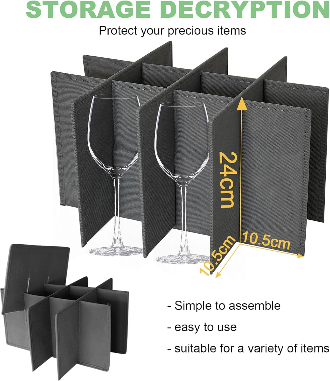 Wine Glass Sorage Box, Stemware Storage Cases with dividers, Hard Shell China St