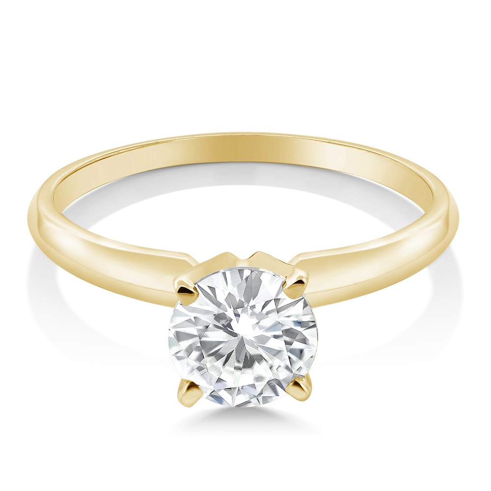 14K Yellow Gold Moissanite Solitaire Engagement Ring For Women (0.80 Cttw,