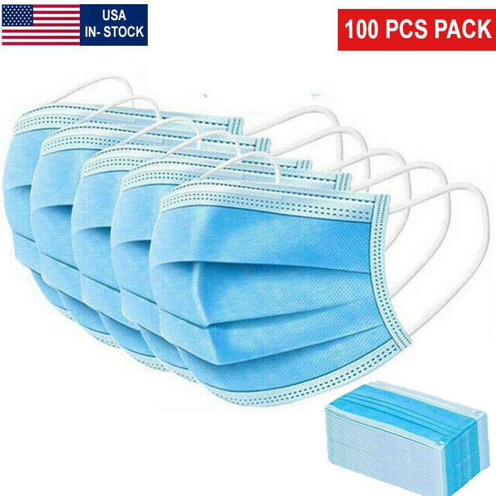 100 PCS Disposable Face Mask Non Medical Surgical 3 Ply Ear loop Masks USA