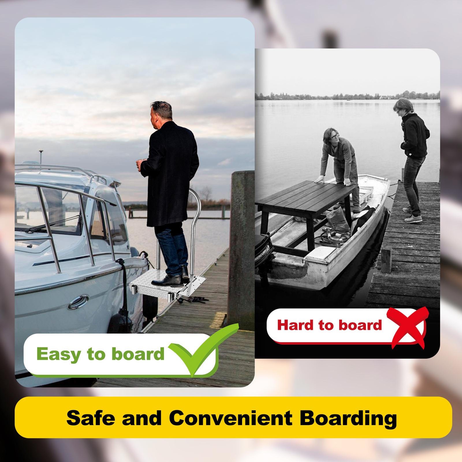 Folding Boat Boarding Platform Ramp for Boat Lifts Aluminum Dock Step Access