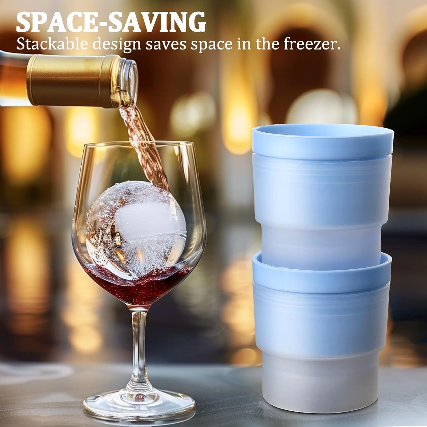 Slow-Melting Stackable Large Ice Cube Mold Maker For Whisky Cocktails Beverage