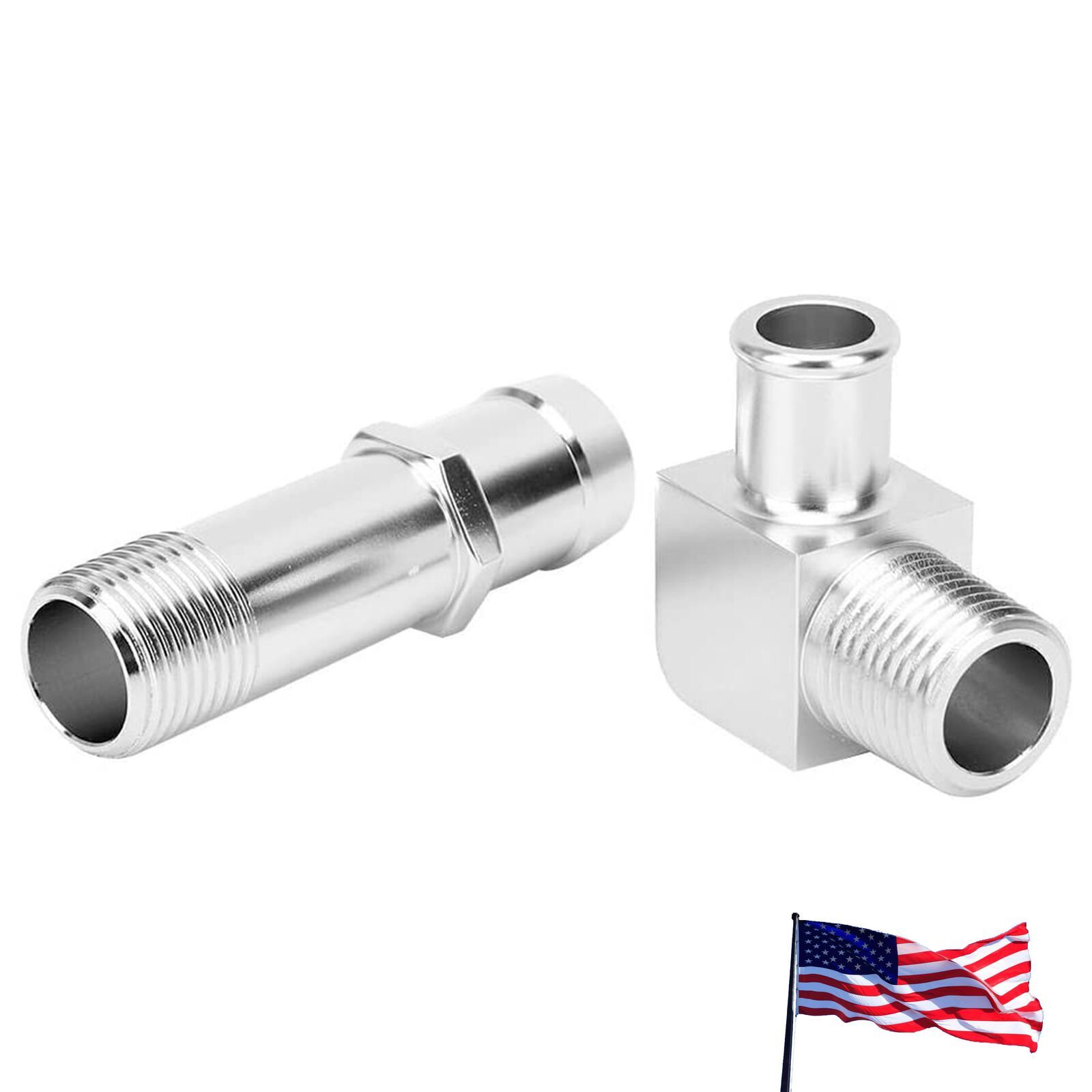 2PCS Heater Hose Fitting 3/4" Water Pump 5/8" Intake For Chevy SBC V8 Engines