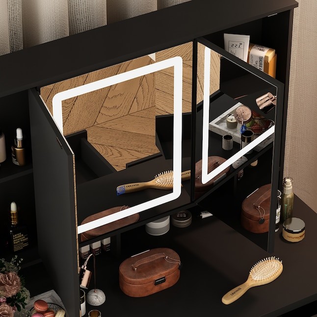 FUFU&GAGA 43.3-in Black Makeup Vanity