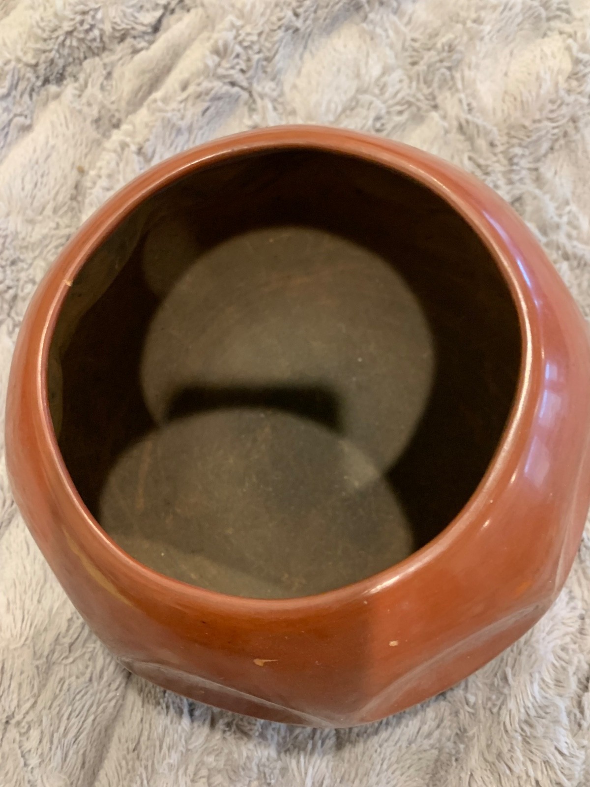 Signed Tina Garcia Santa Clara Redware melon bowl 70's