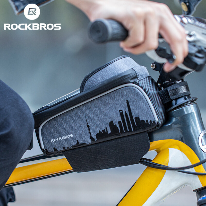 ROCKBROS Cycling Bike Front Frame Bag Waterproof Touch Screen Top Tube Phone Bag