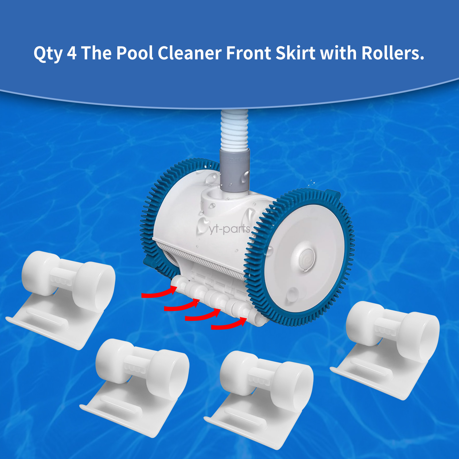 4*Front Skirt with Rollers Pool Cleaner For Hayward Poolvergnuegen 896584000-259