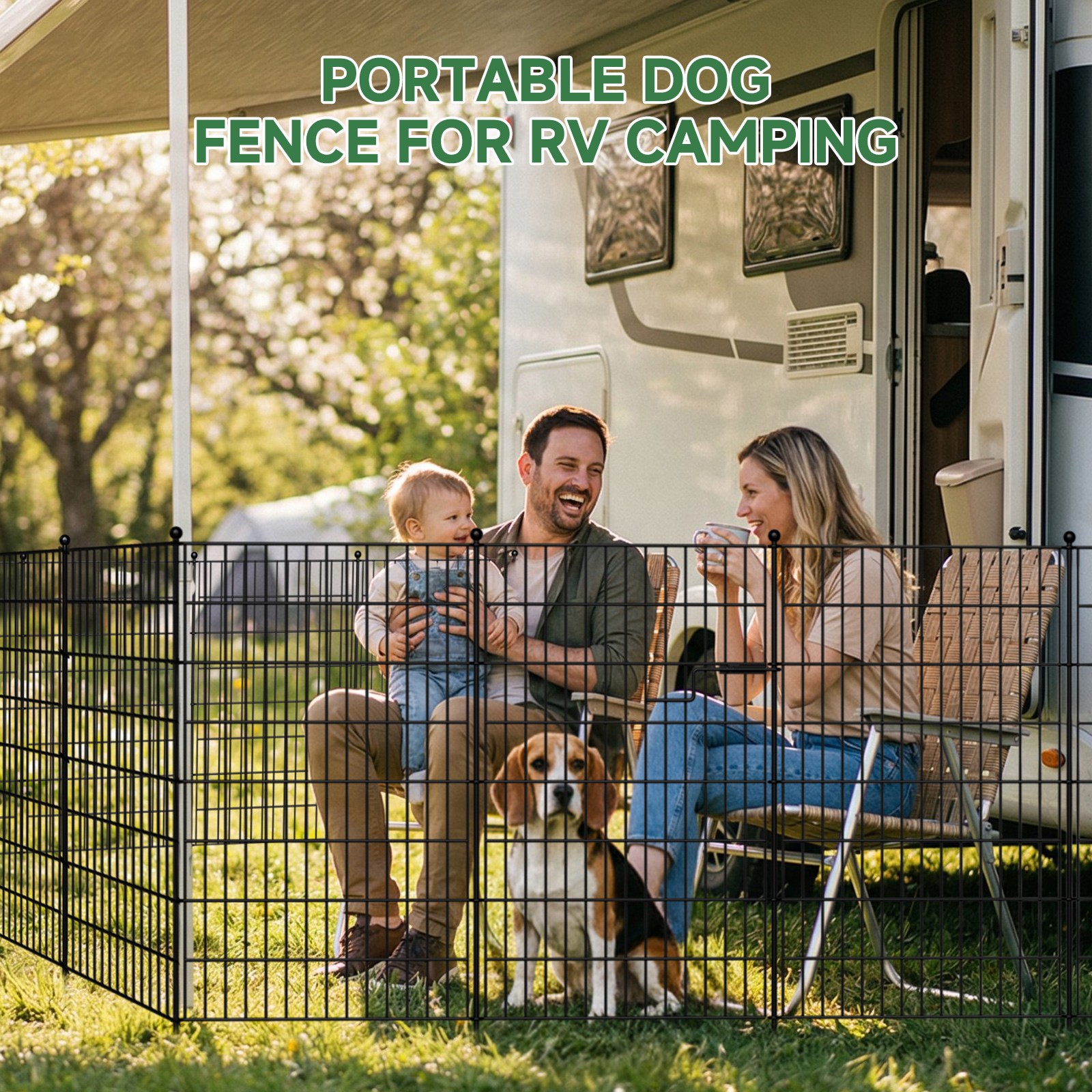 Decorative No Dig Garden Fence with Gate - 7/13 Panels for Pets & Yard 15/18 Ft