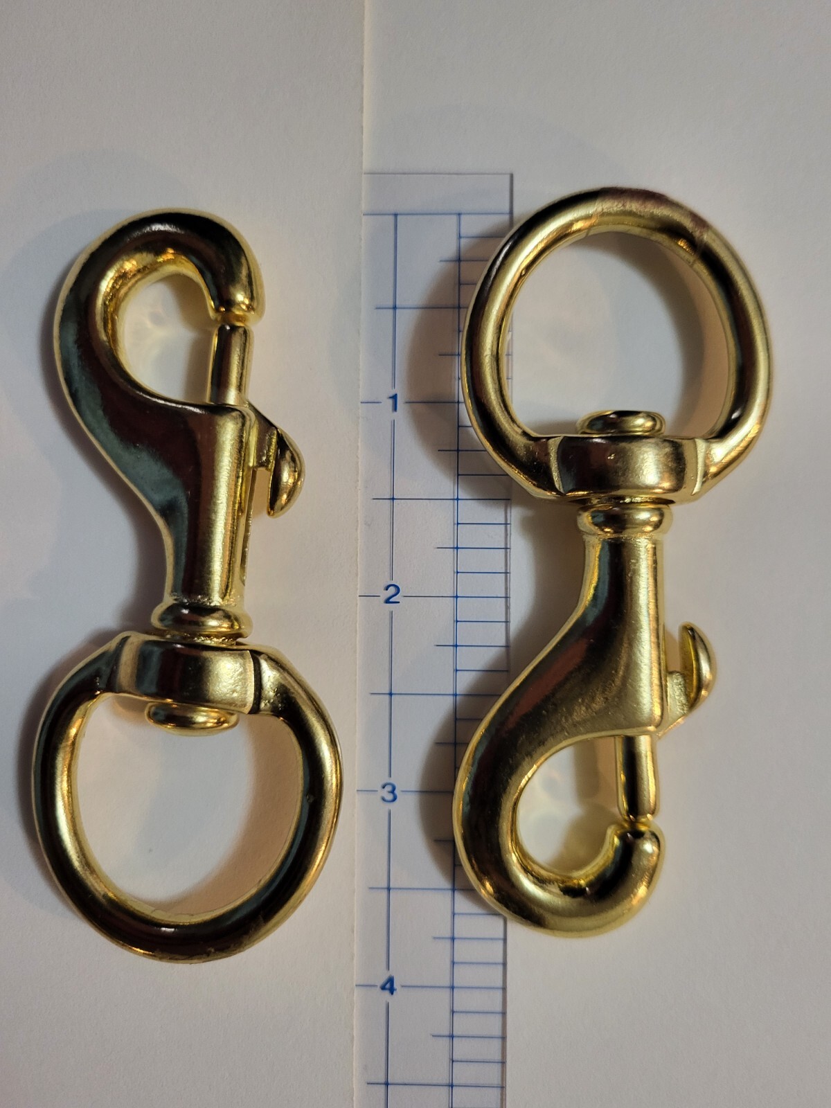 3 5/8" Heavy Duty Solid Brass Swivel Eye Snap Large 1" round Eye (2 Pack) SWL 96