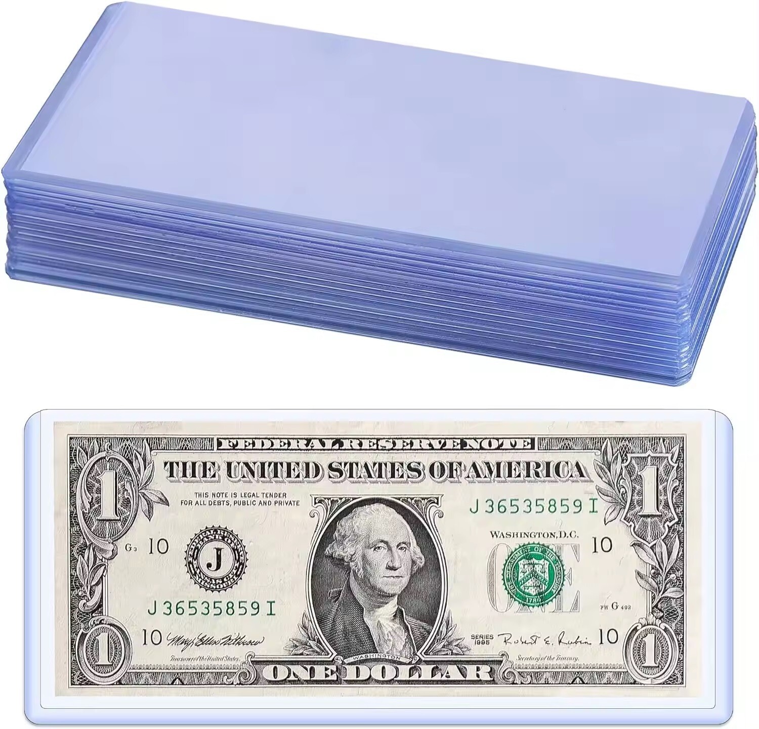 (100) CURRENCY HOLDERS Semi Rigid REGULAR Vinyl Sleeves Banknotes Dollar Bill