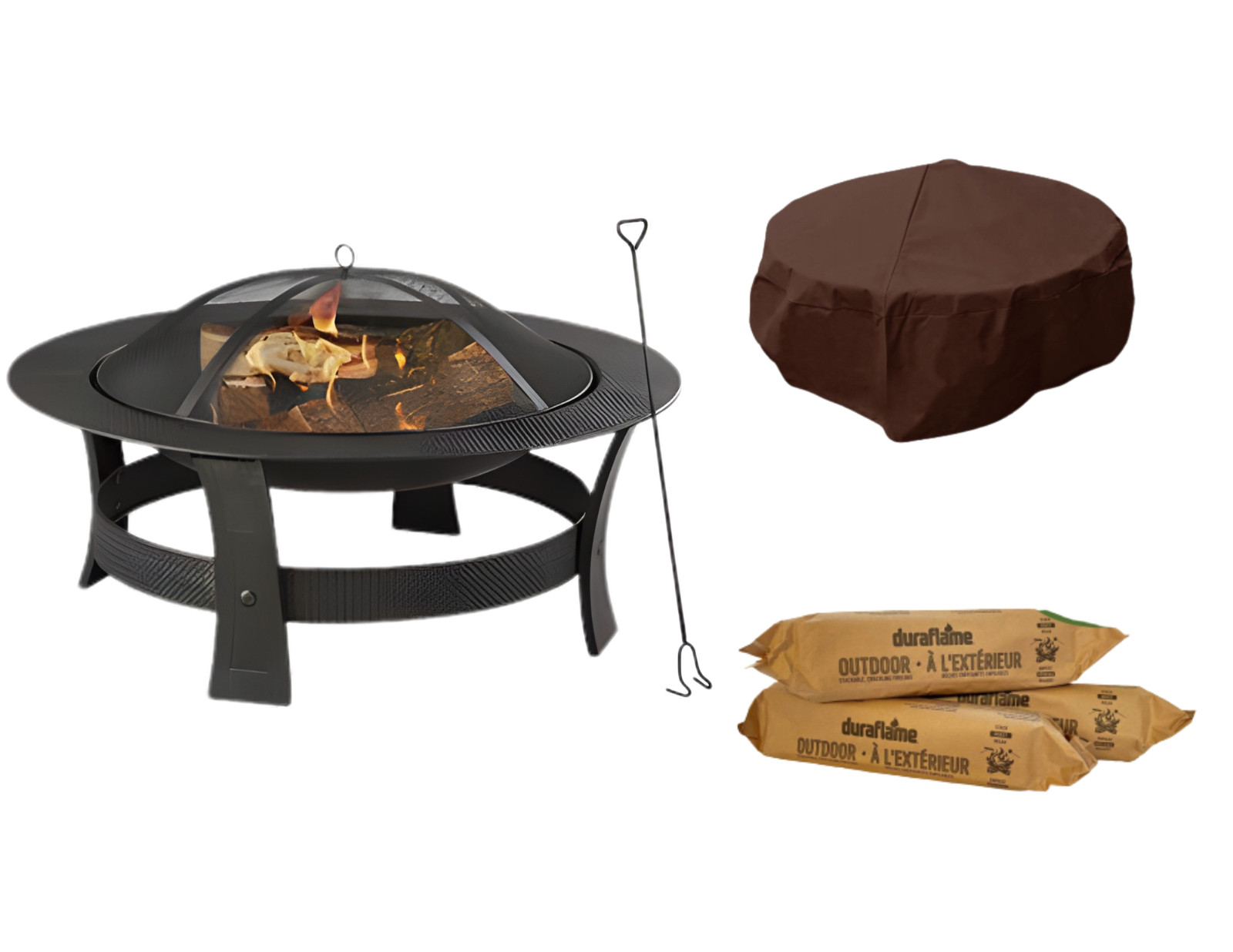 35" Fire Pit Starter Set; Includes 35" Fire Pit, Cover, and 1 Box of 3 Logs