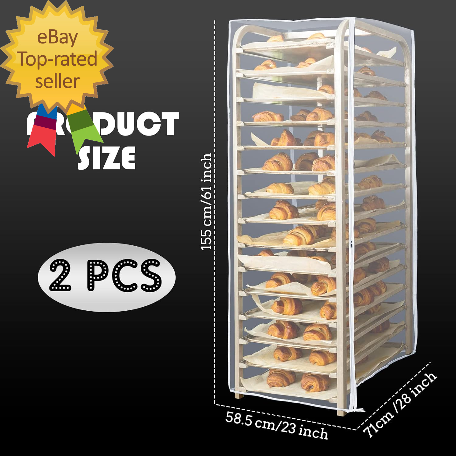 2 Pcs Bun Pan Rack Cover Bakers Rack Cover 20 Tier Sheet Pan Rack Cover