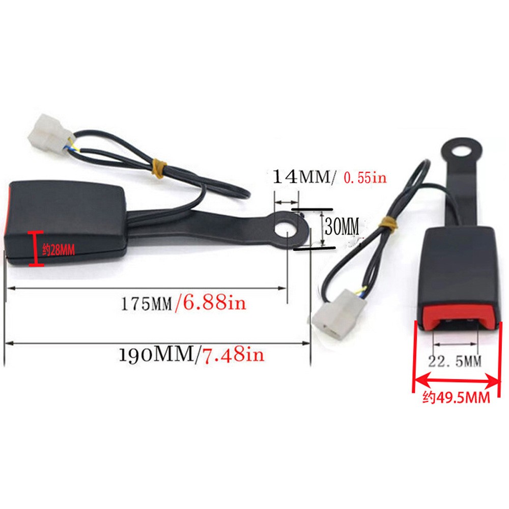 2PCS Universal Front Driver Safety Seat belt Buckle Plug Connector Warning Cable