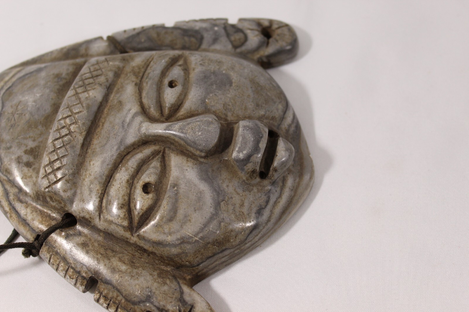 Mayan Aztec Mexican Hand Carved Alabaster Stone Mask 5.75" Sculpture Wall Plaque