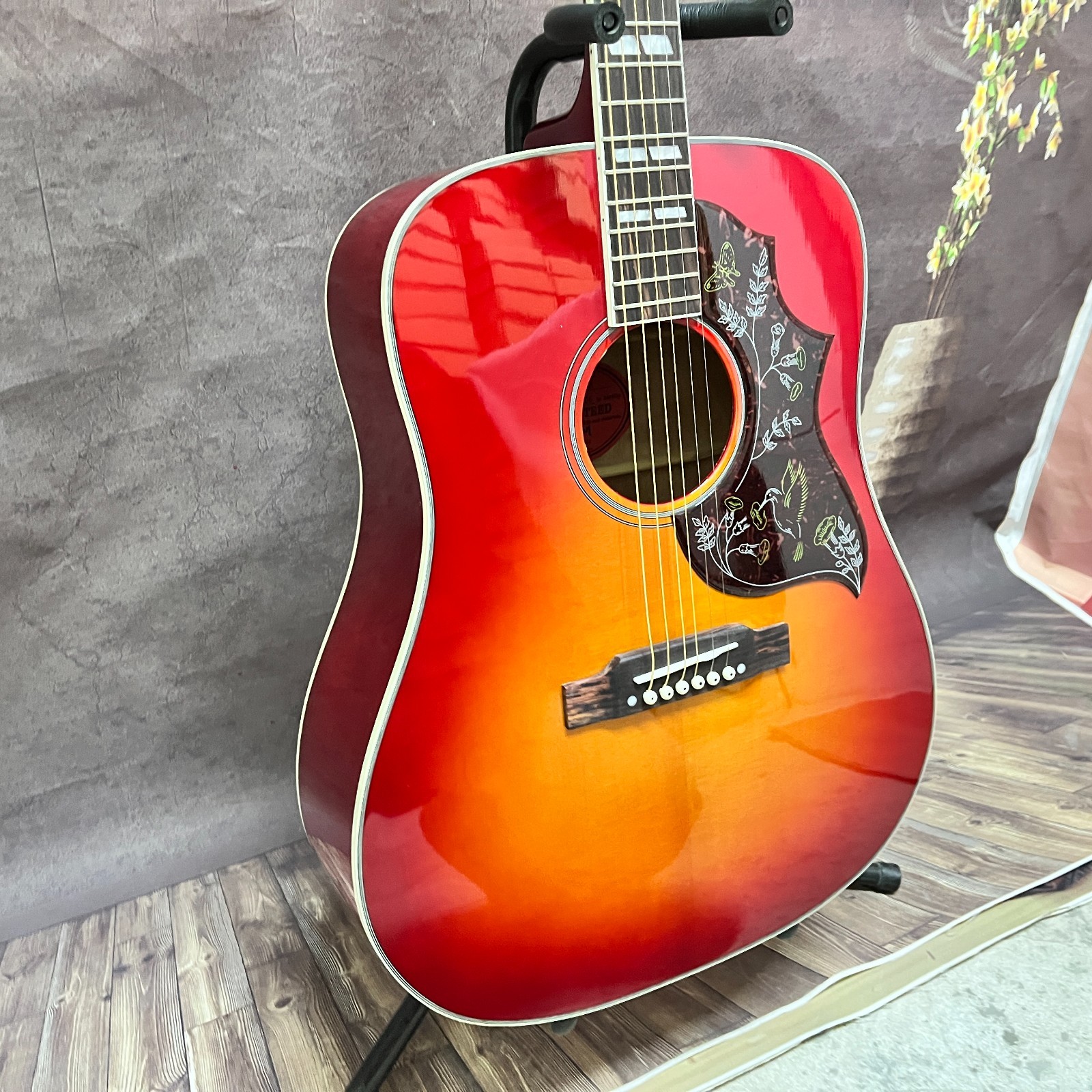 US warehouse Hummingbird acoustic guitar rosewood fingerboard CHERRY SUNBURST