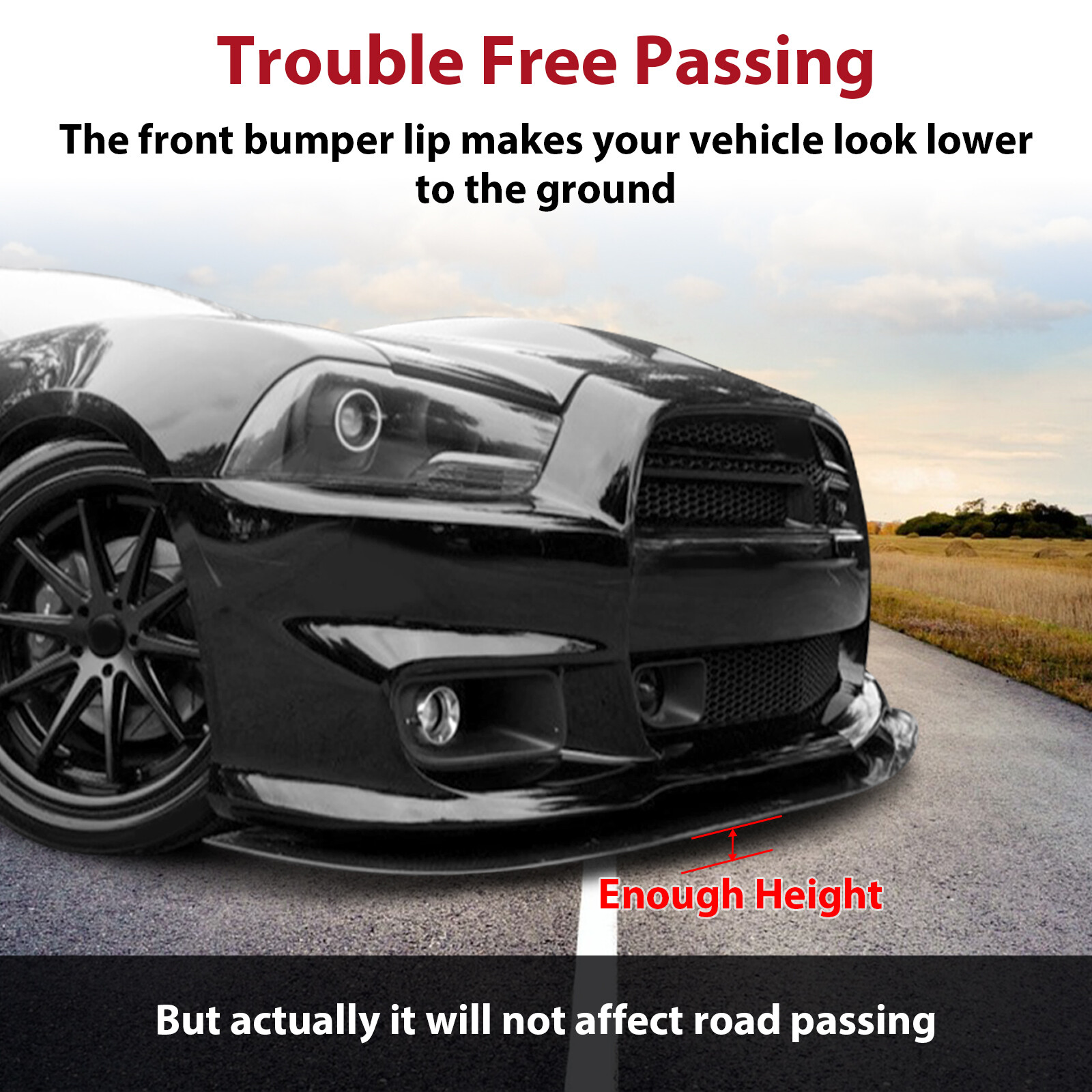 Fits 2011-2014 Dodge Charger SRT8 Matte Black Front Bumper Lip Spoiler Splitter