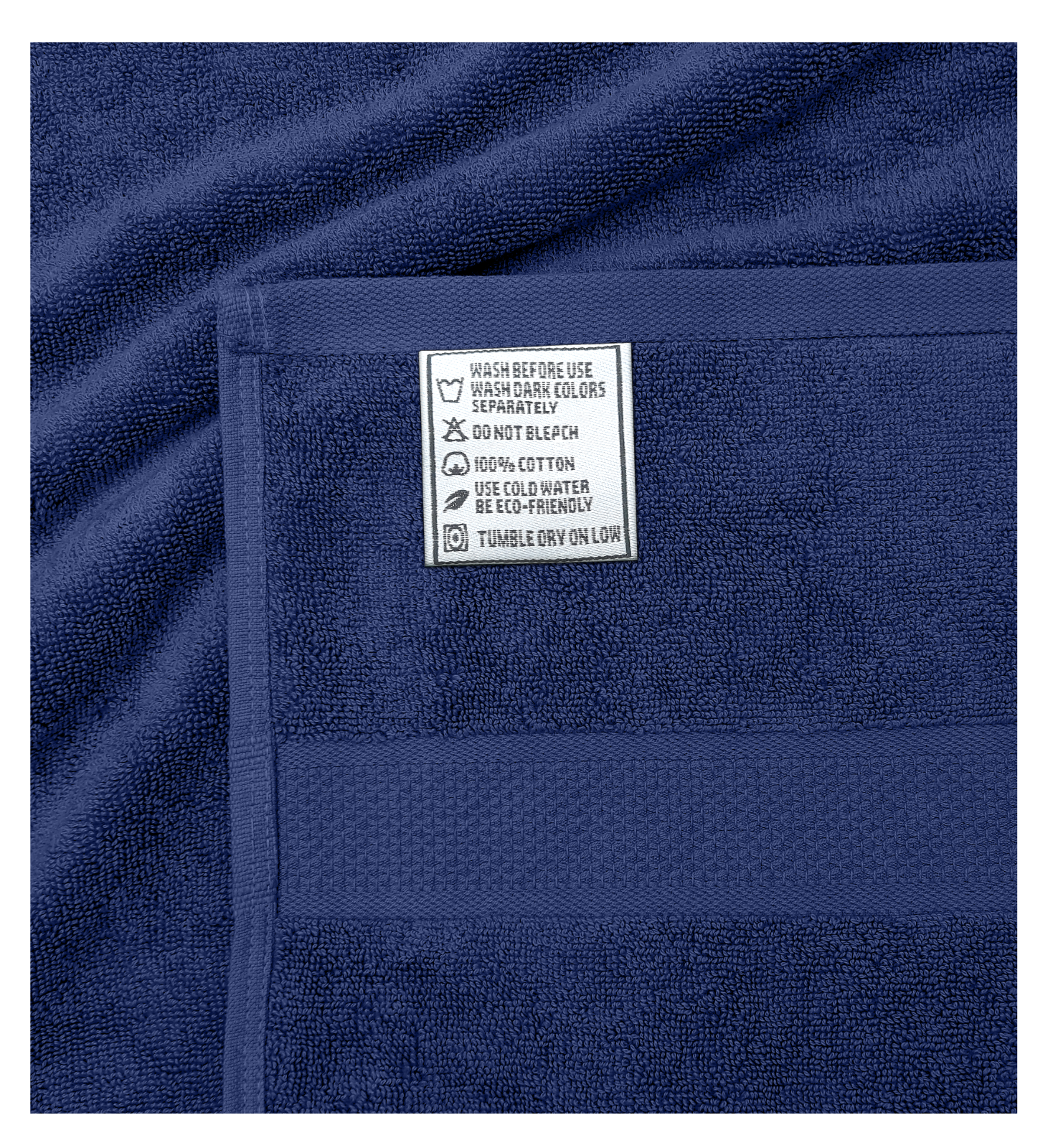 8 PCS DARK BLUE TOWELS SET SOFT FLUFFY ABSORBENT 100% COTTON BY GREATWESTERNTEX