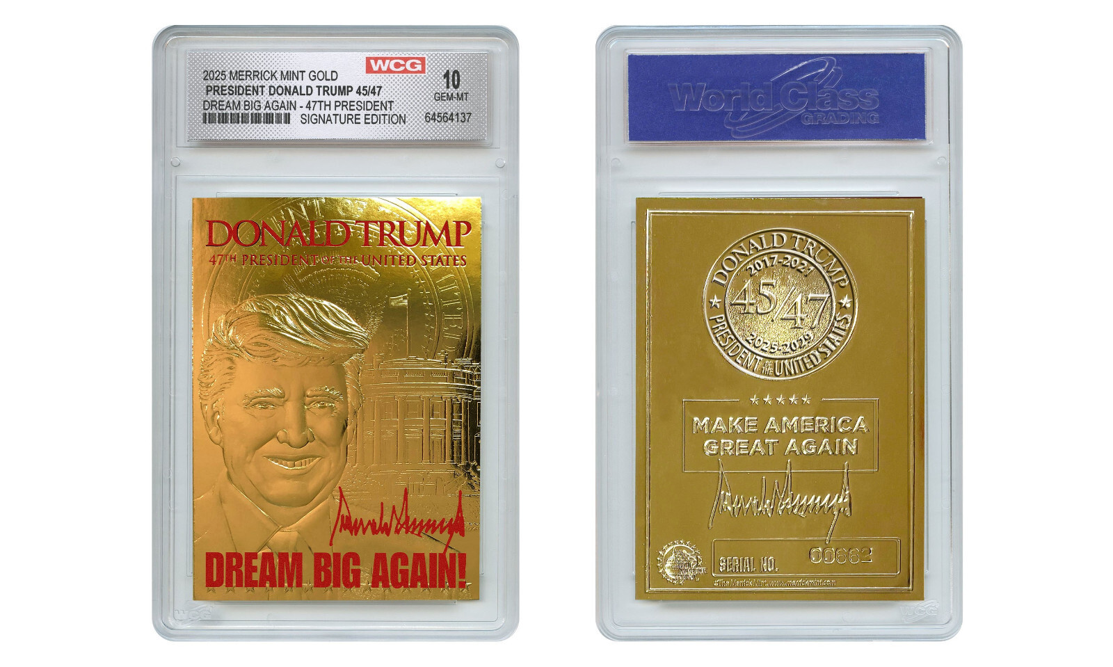 DONALD TRUMP 47th President GOLD Sculpted Card Red SIGNATURE 2025 - GEM-MINT 10