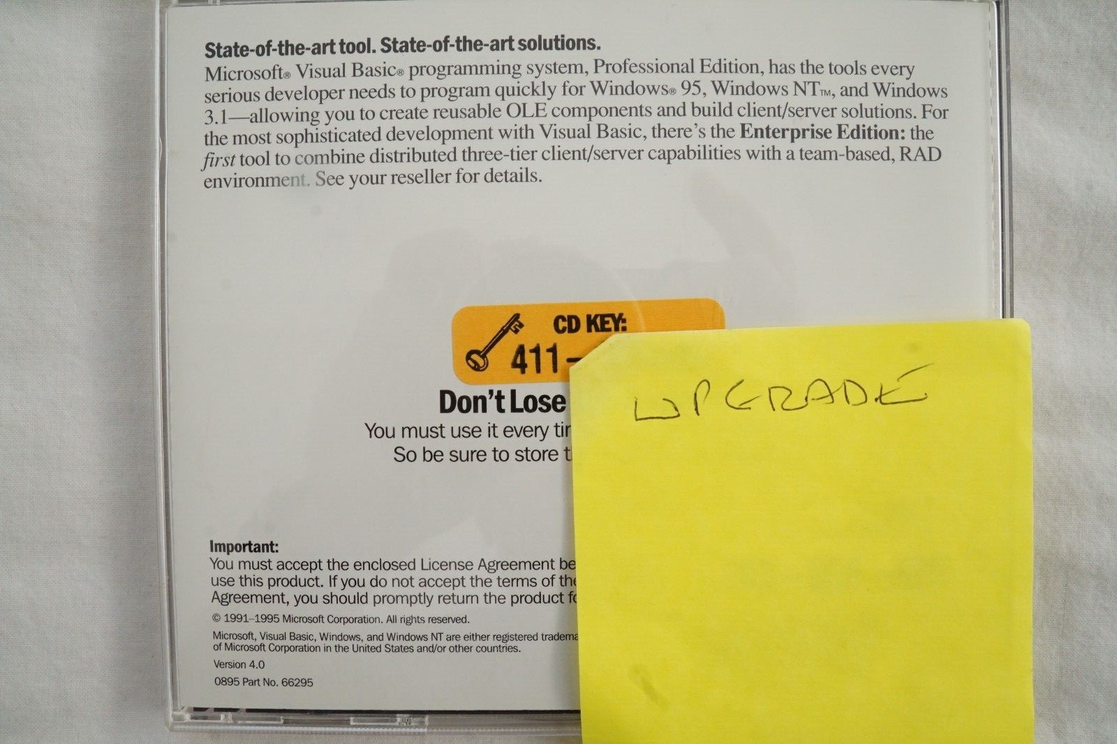 Microsoft Visual Basic 4.0 Standard 4 STD 32 Bit Full Version + Key-code