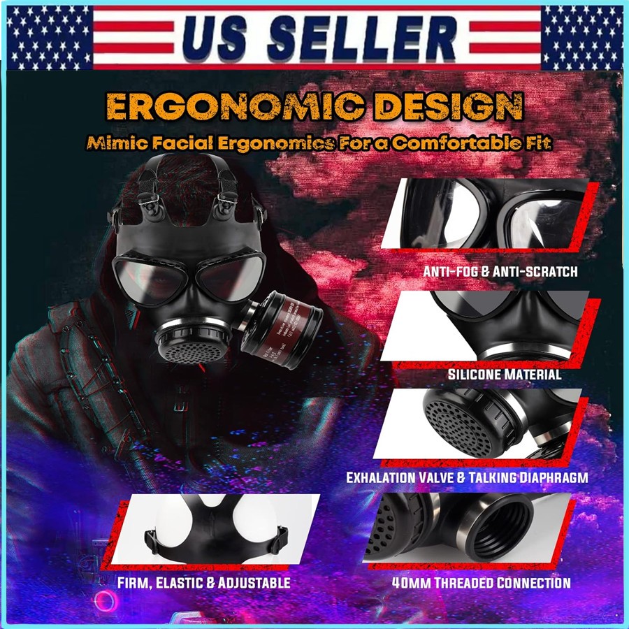Gas Masks Survival Nuclear and Chemical, Respirator Mask with Filters