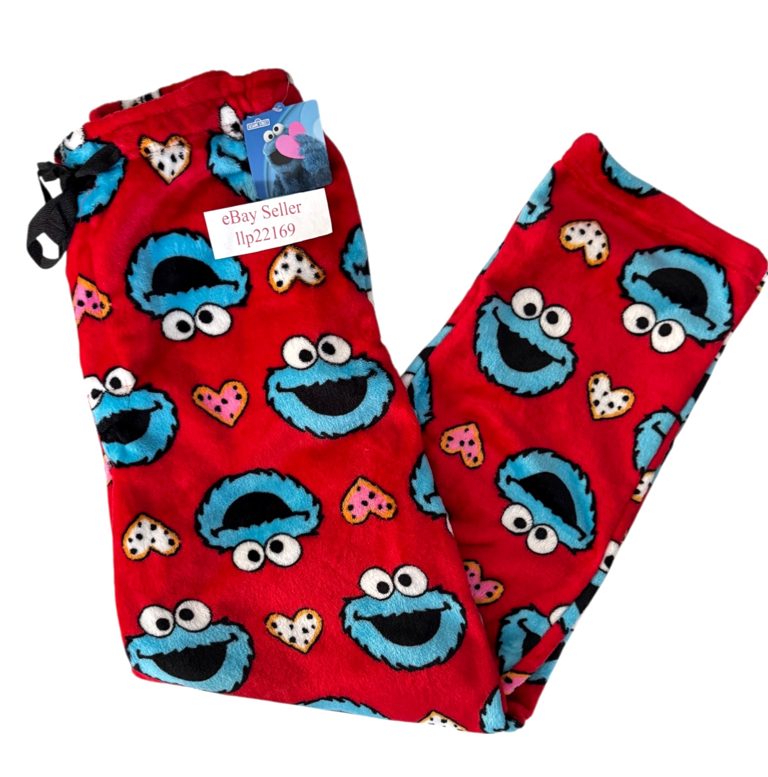 Cookie Monster VALENTINE’S DAY HEARTS Plush FLEECE LOUNGE PAJAMA PANTS Mens S-XL