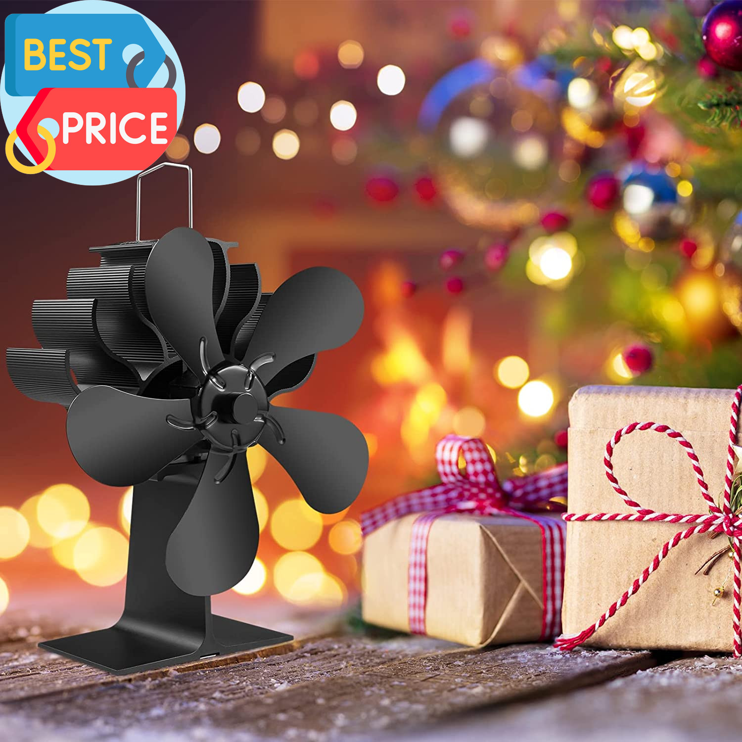 Wood Stove Fan 5 Blades, Heat Powered Fireplace Fans for Wood/Log Burner Stove,