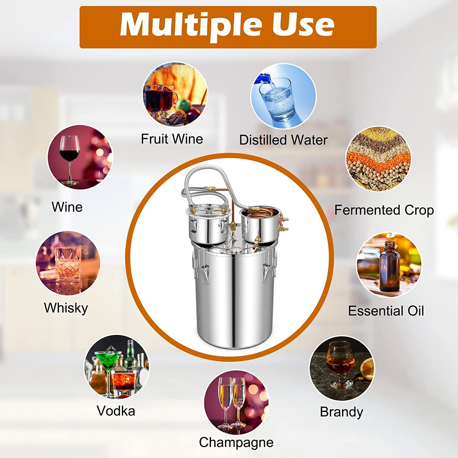 13.2 Gallon 3 Pots Moonshine Still Water Wine Alcohol Distiller Brewing Kit