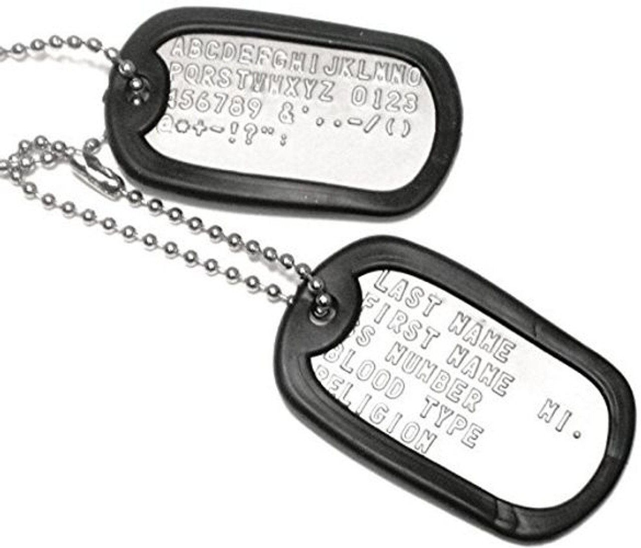 Customized Shiny Military Dog Tags Set Personalized Metal Army ID Custom Stamped