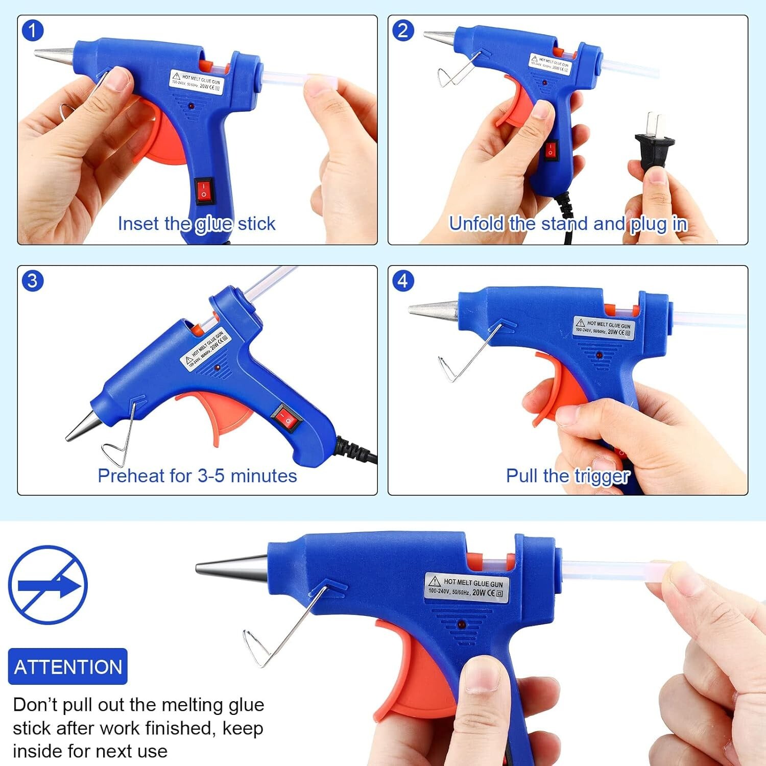 Mini Hot Glue Gun with 4 Glue Sticks for Crafts School DIY Arts