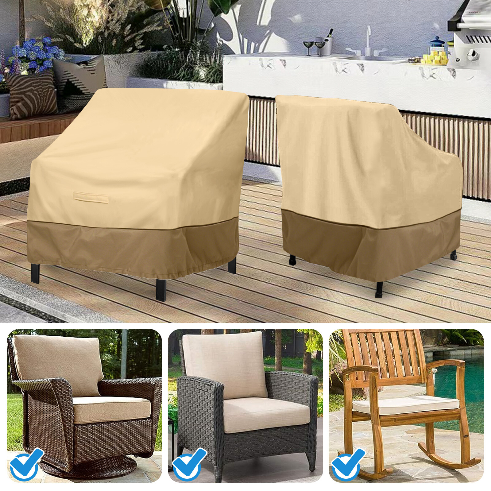 Heavy Duty Outdoor Sofa Cover, Waterproof Lawn Patio Furniture Chair Protector