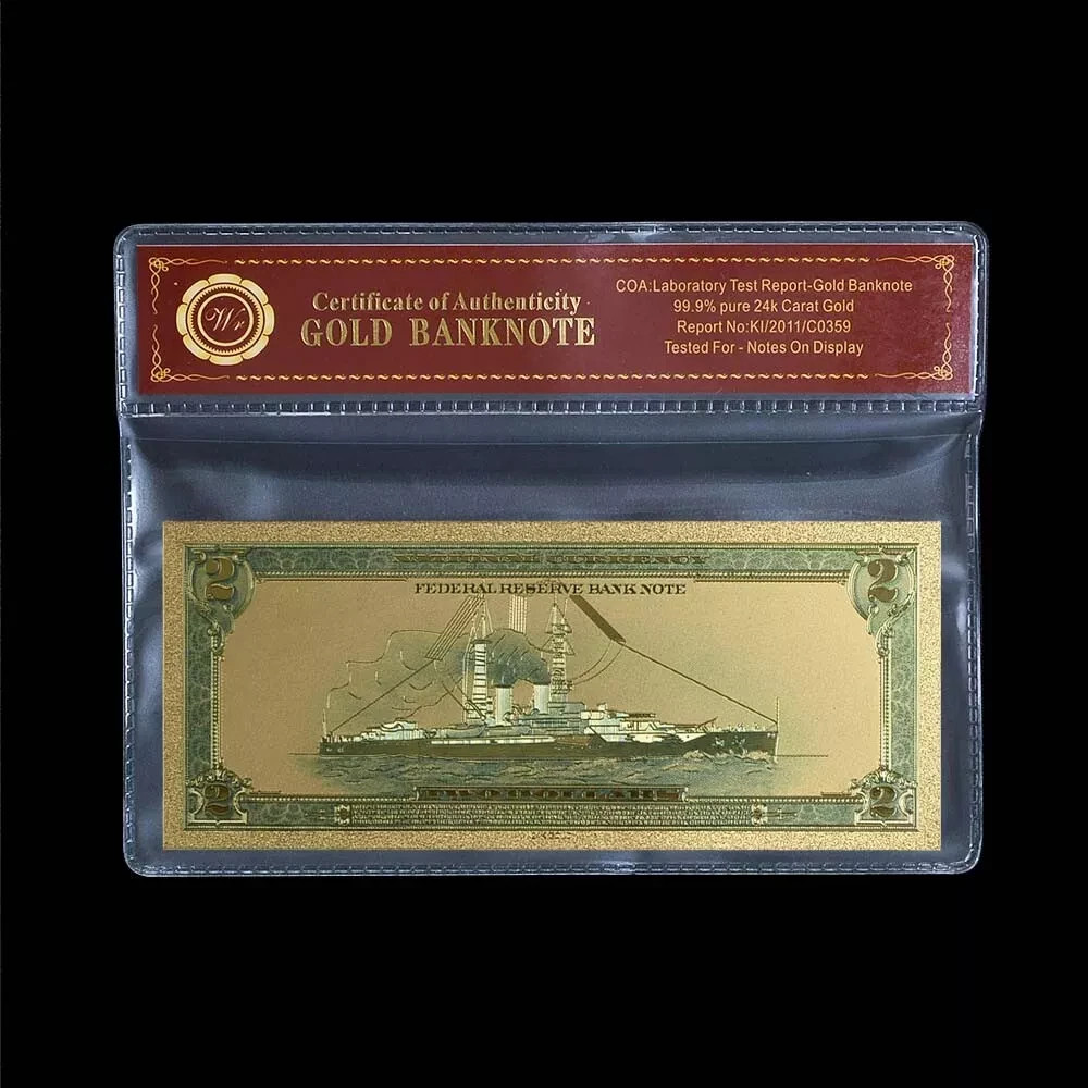 1918 US $2 Gold Banknote With bag and certificate