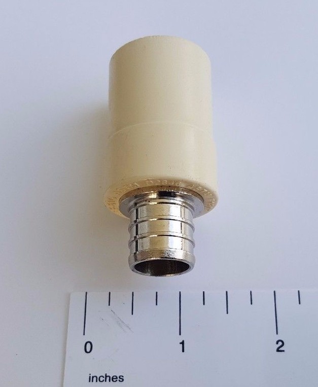 1 PIECE 3/4" PEX X 3/4" CPVC TRANSITION COUPLING ADAPTER (LEAD FREE BRASS
