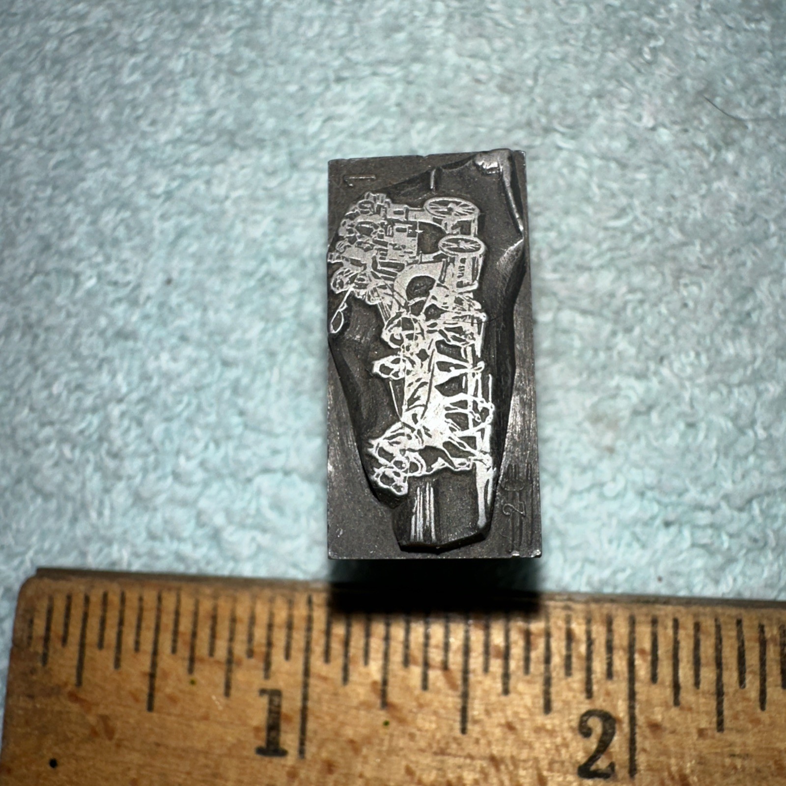 Printing Block “ People on Stagecoach “ Lead Face Nice Details!