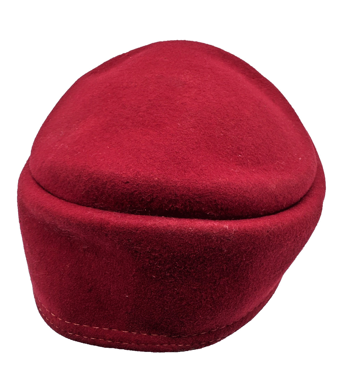 Vintage Merrimac Red Wool Pillbox Hat Made USA Womens Classic Retro