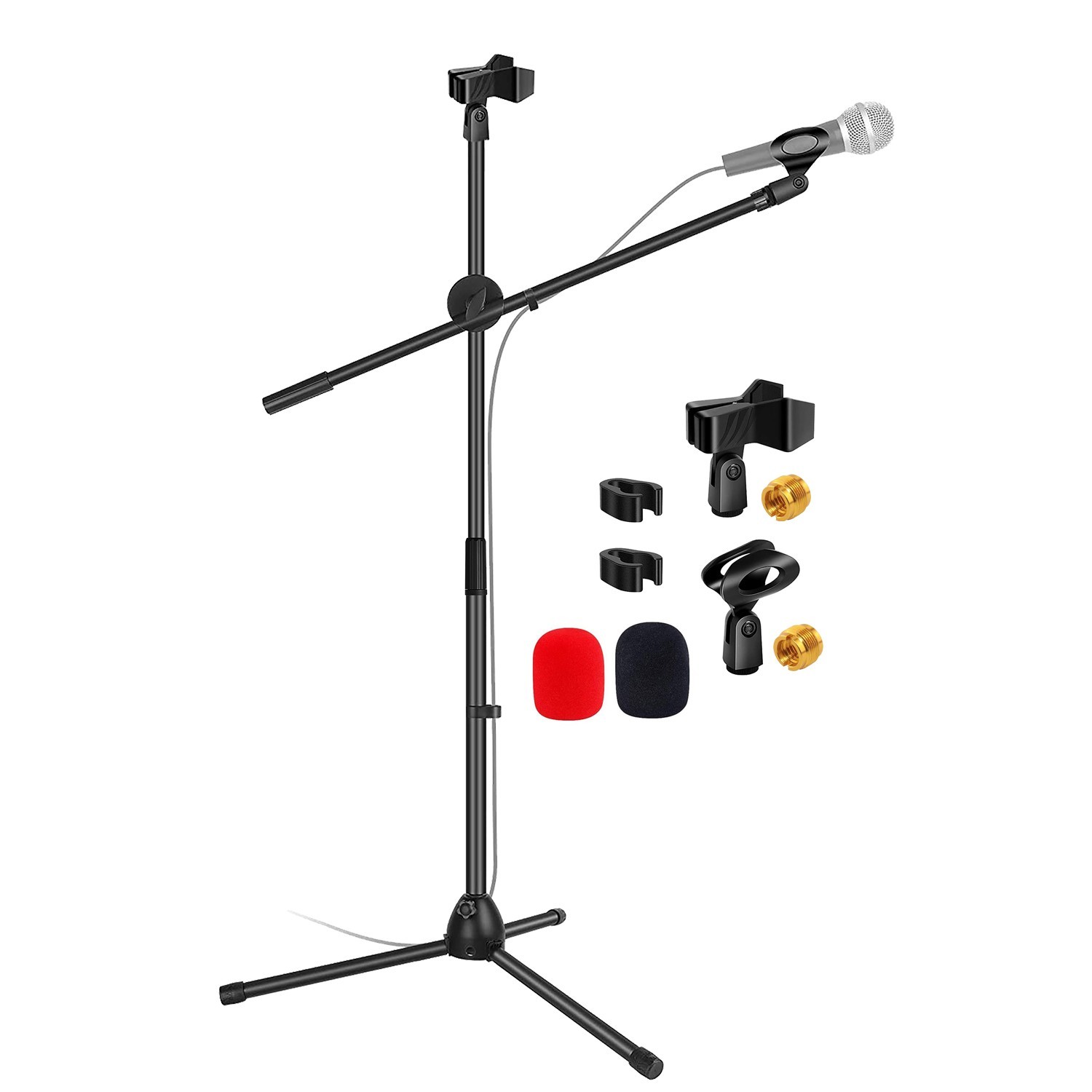5 Core Microphone Stand Floor Adjustable 63" Tripod Mic Stands w Boom Arm