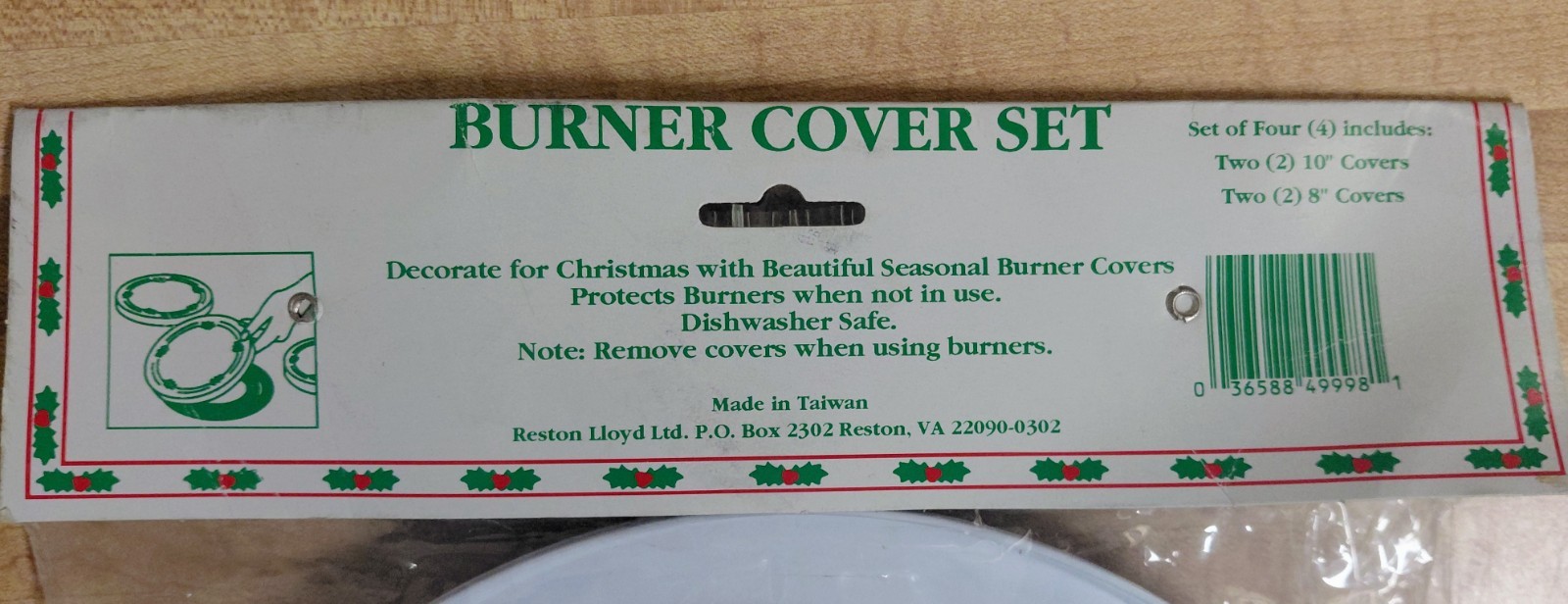 NOS Stove Burner Covers Christmas Tree Design Enamel Set of 4 Vintage 8" & 10"