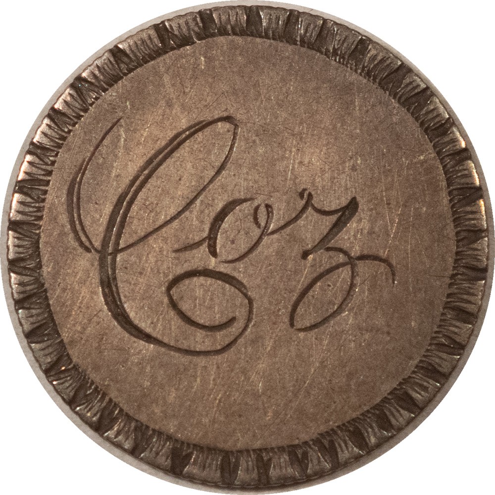 1892 BARBER DIME LOVE TOKEN "COZ"- HIGH GRADE CIRCULATED EXAMPLE!