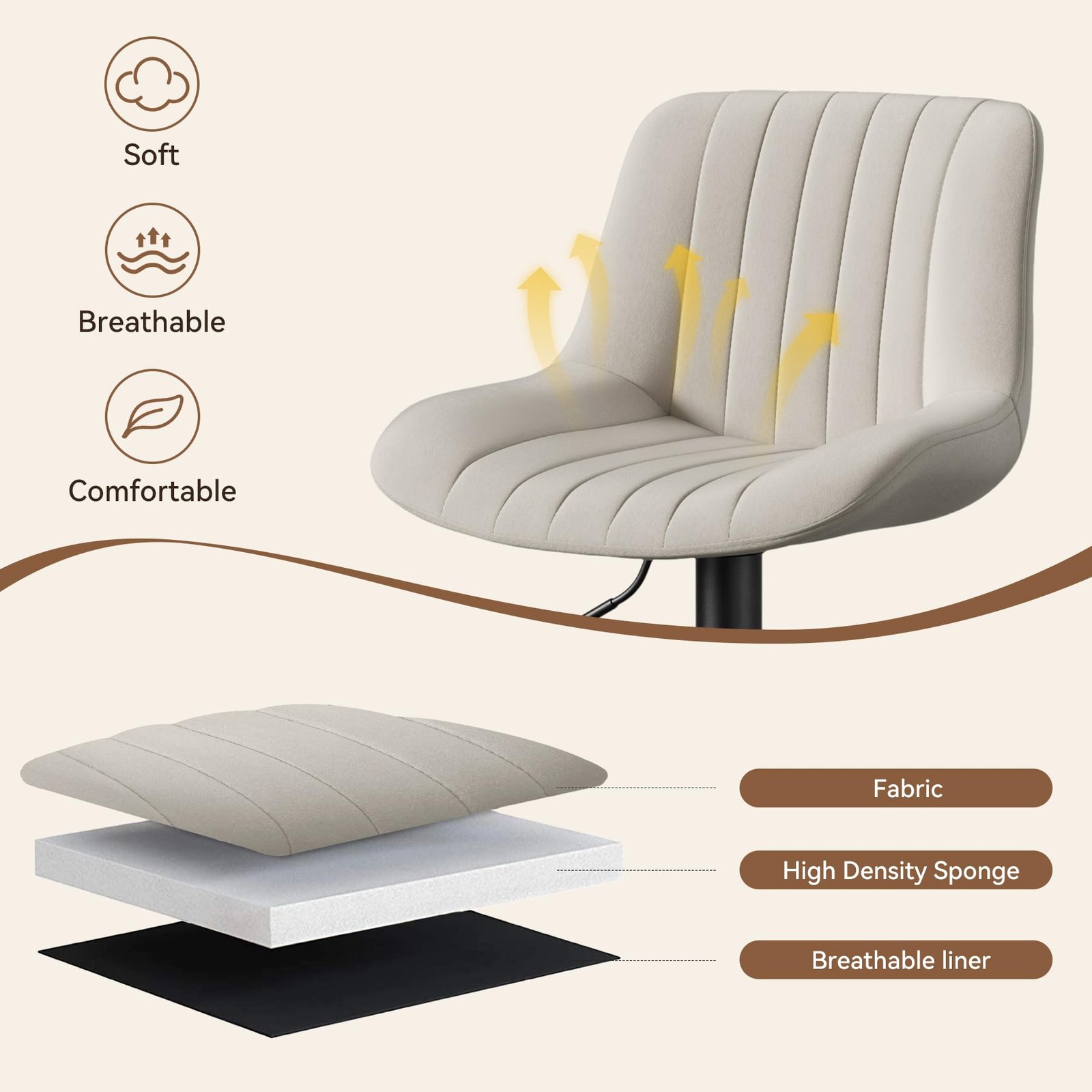 Bar Stools Set of 2 Adjustable Swivel with Backs Counter Height Light Gray